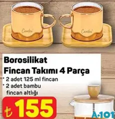 BOROSİLİKAT FİNCAN TAKIMI 4 PARÇA